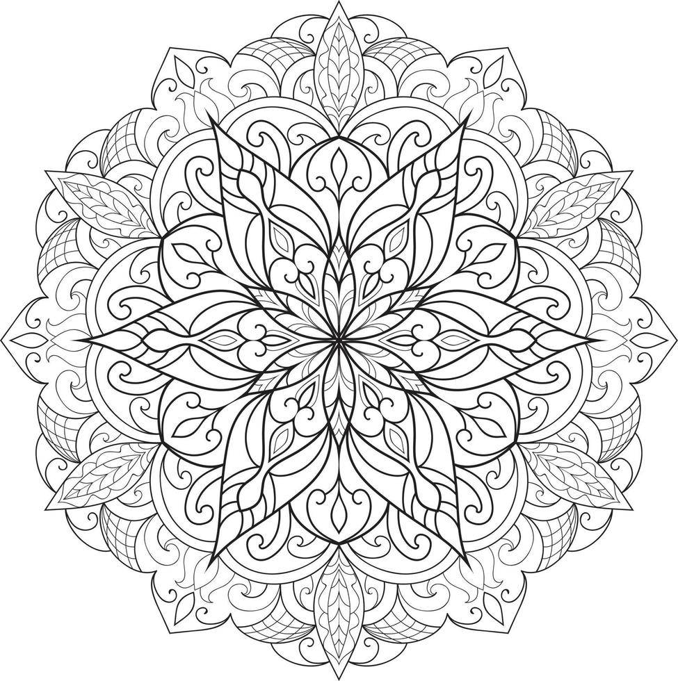 Circular Flower Mandala on White Free Vector