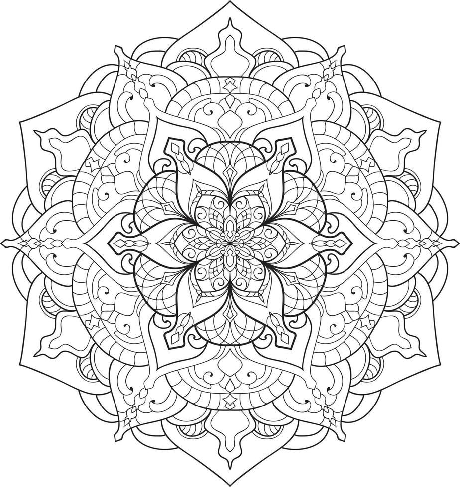 Circular Flower Mandala on White Free Vector