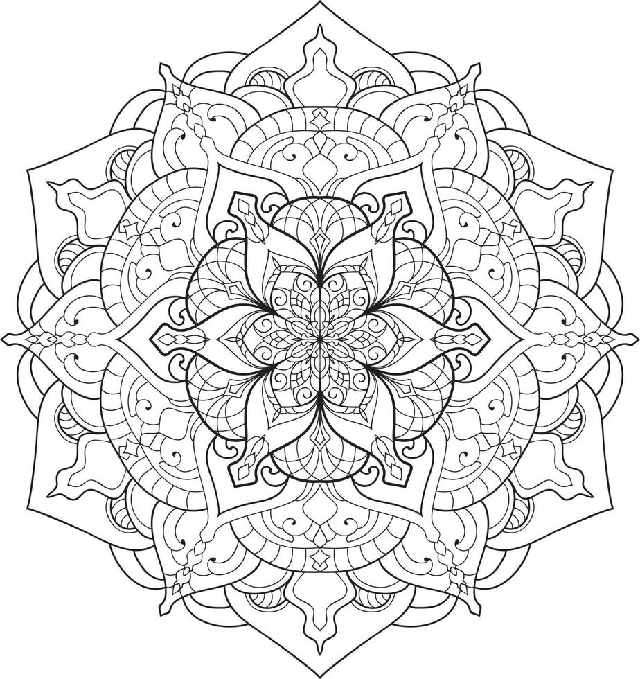 Circular Flower Mandala on White Free Vector