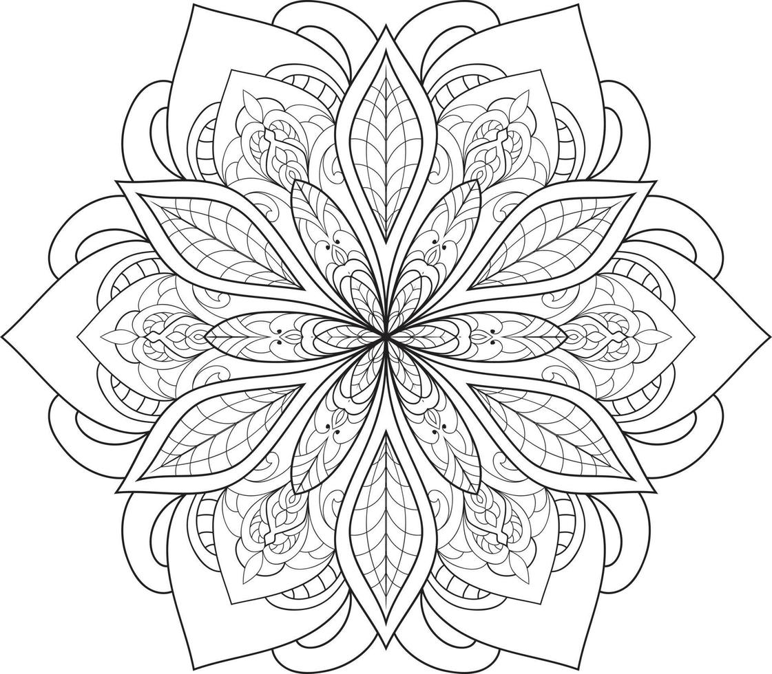 Circular Flower Mandala on White Free Vector