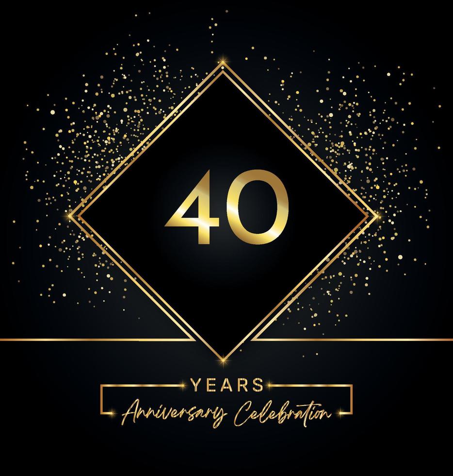 Celebración del aniversario de 40 años con marco dorado y brillo