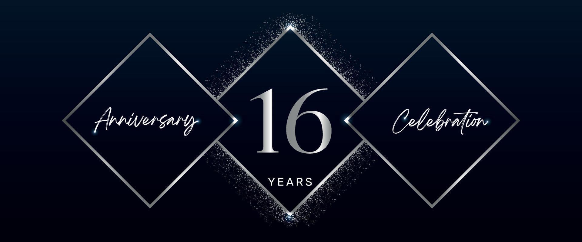 16 years anniversary celebration logotype. Vector design for anniversary celebration events, birthday party, greeting card, wedding, invitation card. 16 Year Anniversary Template Design Vector