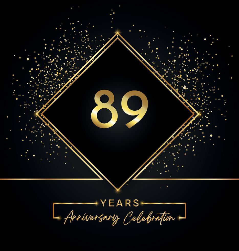 Celebración del aniversario de 40 años con marco dorado y brillo dorado  sobre fondo negro. diseño