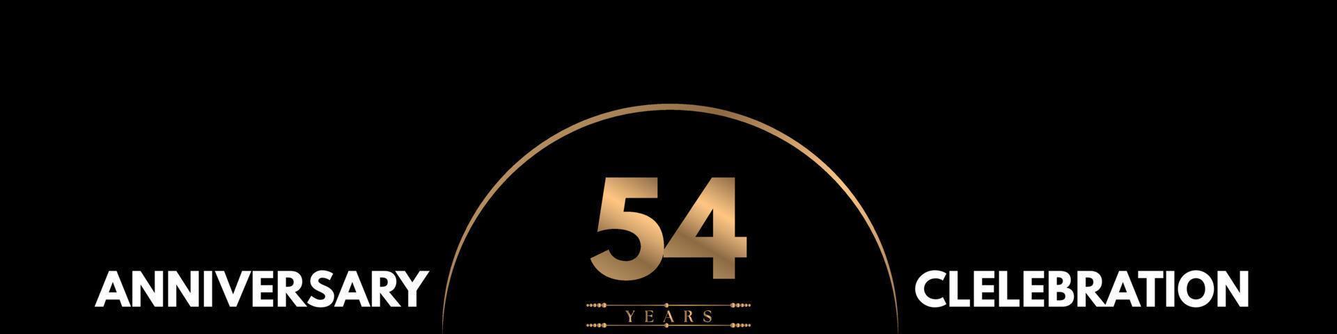 54 years anniversary celebration with elegant number isolated on black background. Vector design for greeting card, birthday party, wedding, event party, ceremony, invitation card.