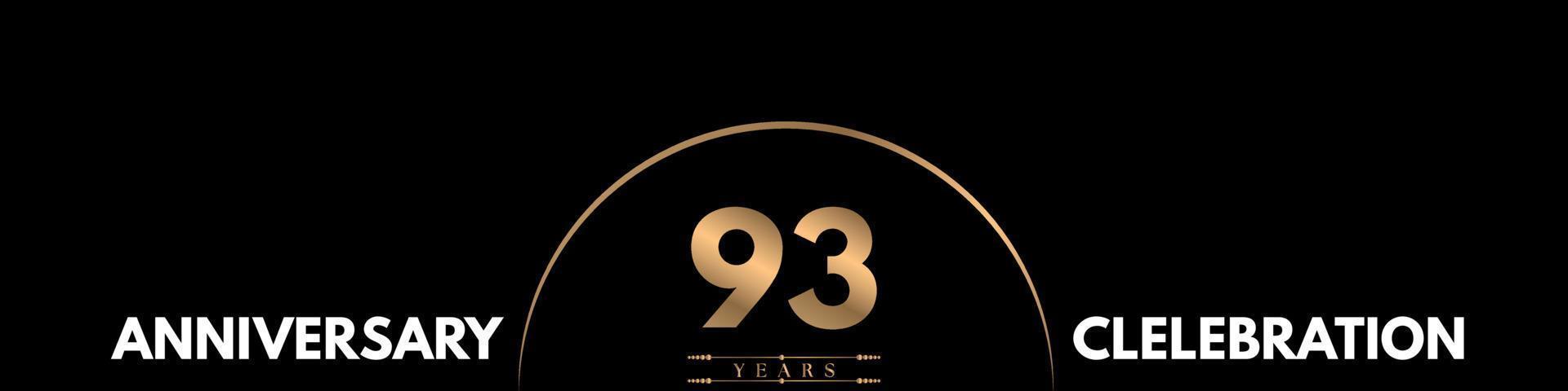 93 years anniversary celebration with elegant number isolated on black background. Vector design for greeting card, birthday party, wedding, event party, ceremony, invitation card.