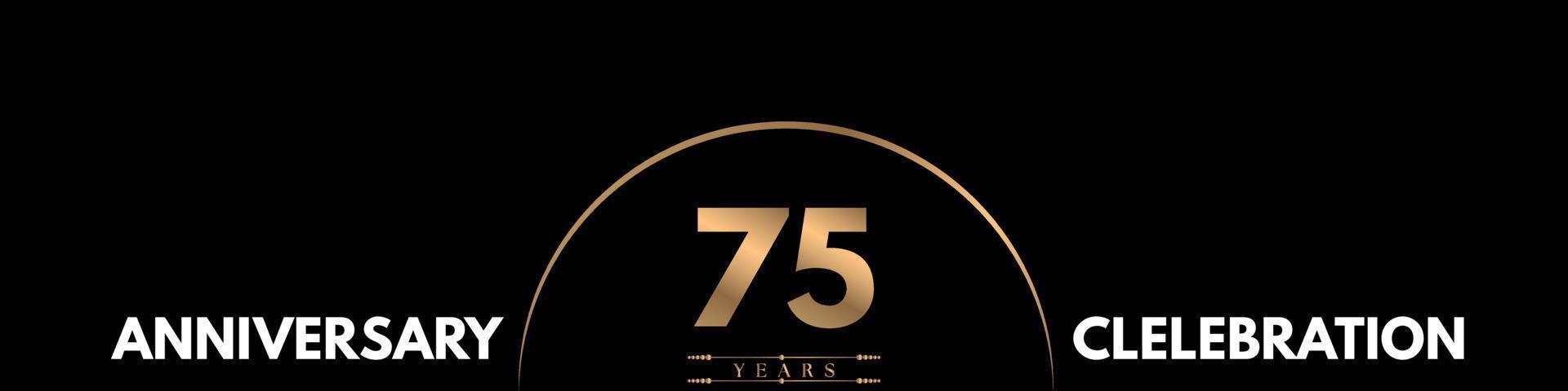 75 years anniversary celebration with elegant number isolated on black background. Vector design for greeting card, birthday party, wedding, event party, ceremony, invitation card.