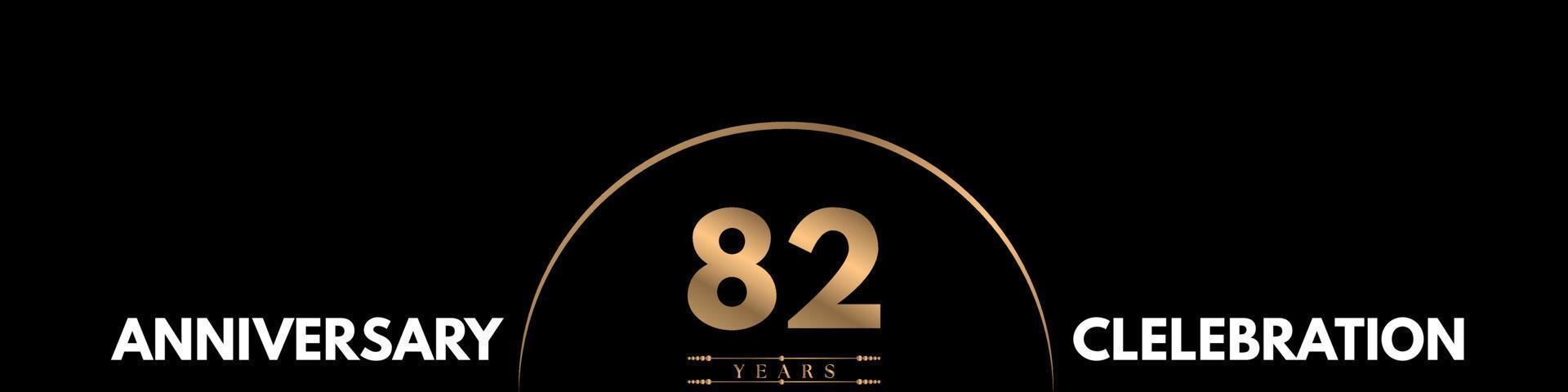 82 years anniversary celebration with elegant number isolated on black background. Vector design for greeting card, birthday party, wedding, event party, ceremony, invitation card.