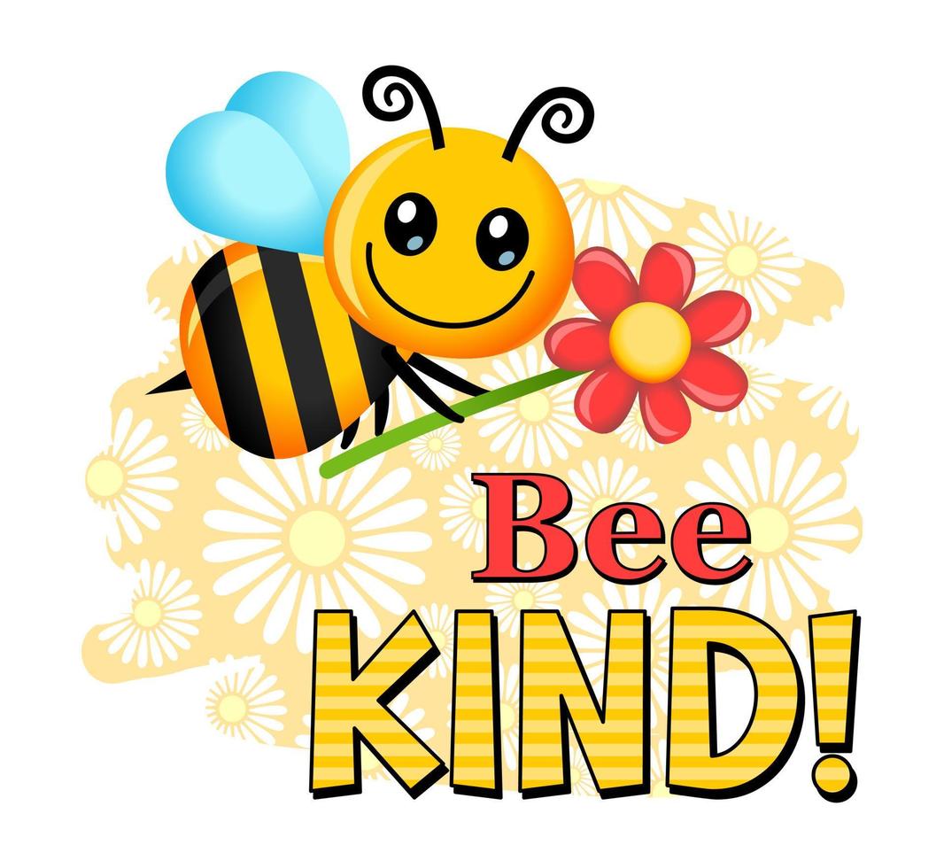 Bee Kind Cartoon Printable Sublimation Slogan vector