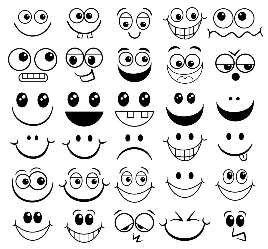 Basic Happy Cartoon Funny Faces vector