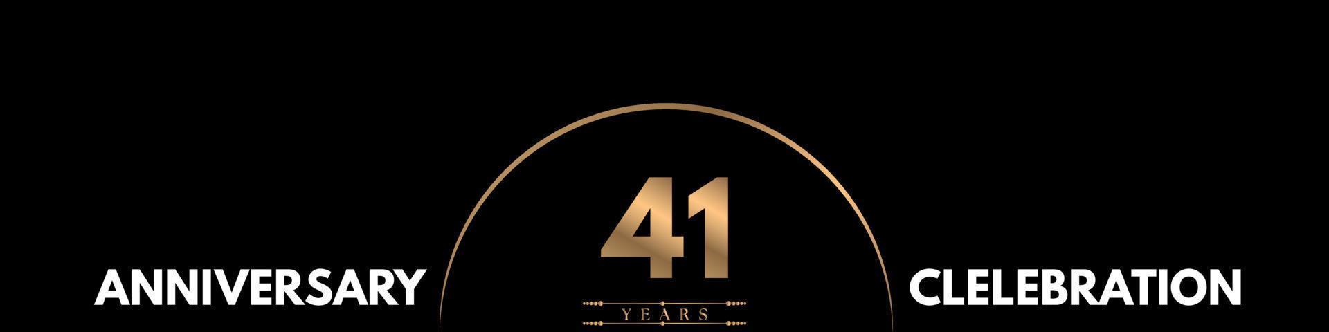 41 years anniversary celebration with elegant number isolated on black background. Vector design for greeting card, birthday party, wedding, event party, ceremony, invitation card.