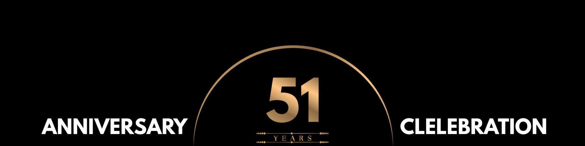 51 years anniversary celebration with elegant number isolated on black background. Vector design for greeting card, birthday party, wedding, event party, ceremony, invitation card.