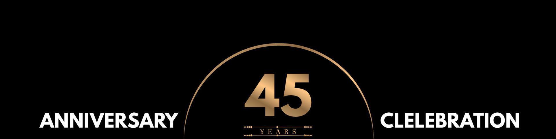 45 years anniversary celebration with elegant number isolated on black background. Vector design for greeting card, birthday party, wedding, event party, ceremony, invitation card.