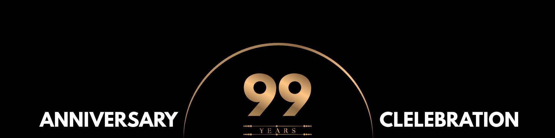 99 years anniversary celebration with elegant number isolated on black background. Vector design for greeting card, birthday party, wedding, event party, ceremony, invitation card.