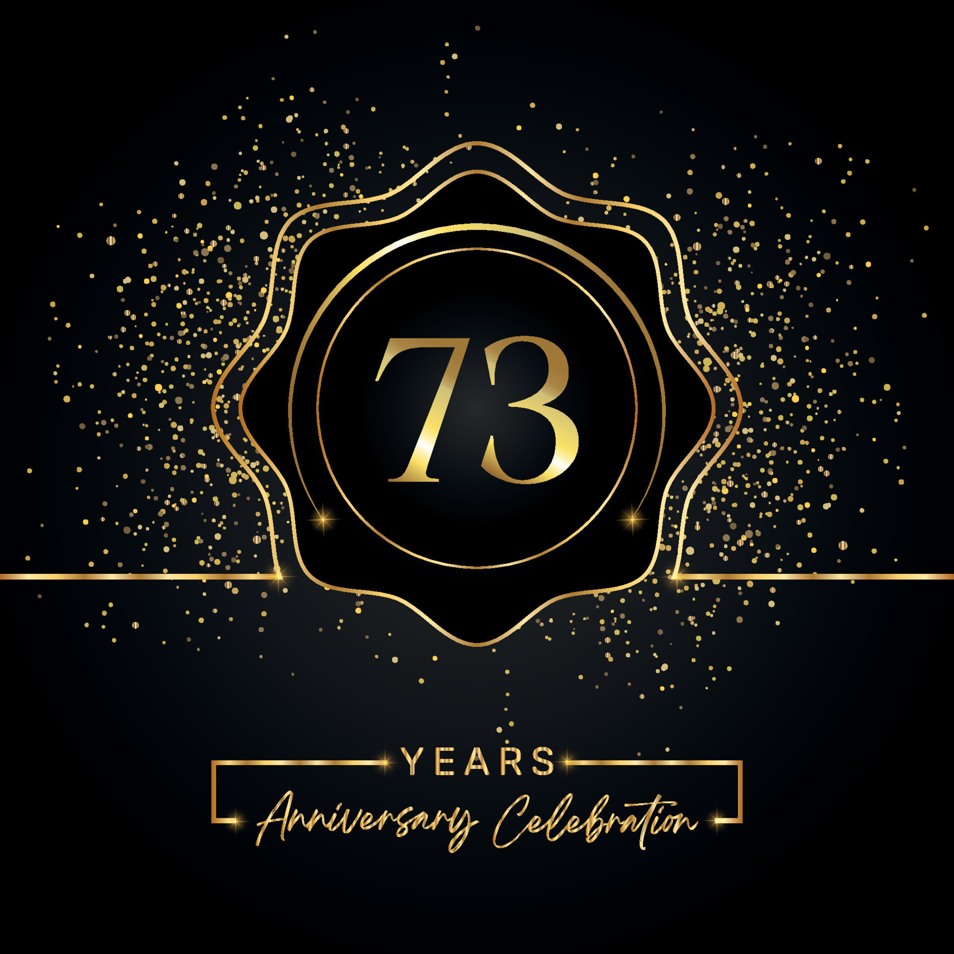 Celebración del aniversario de 73 años con marco de estrella dorada