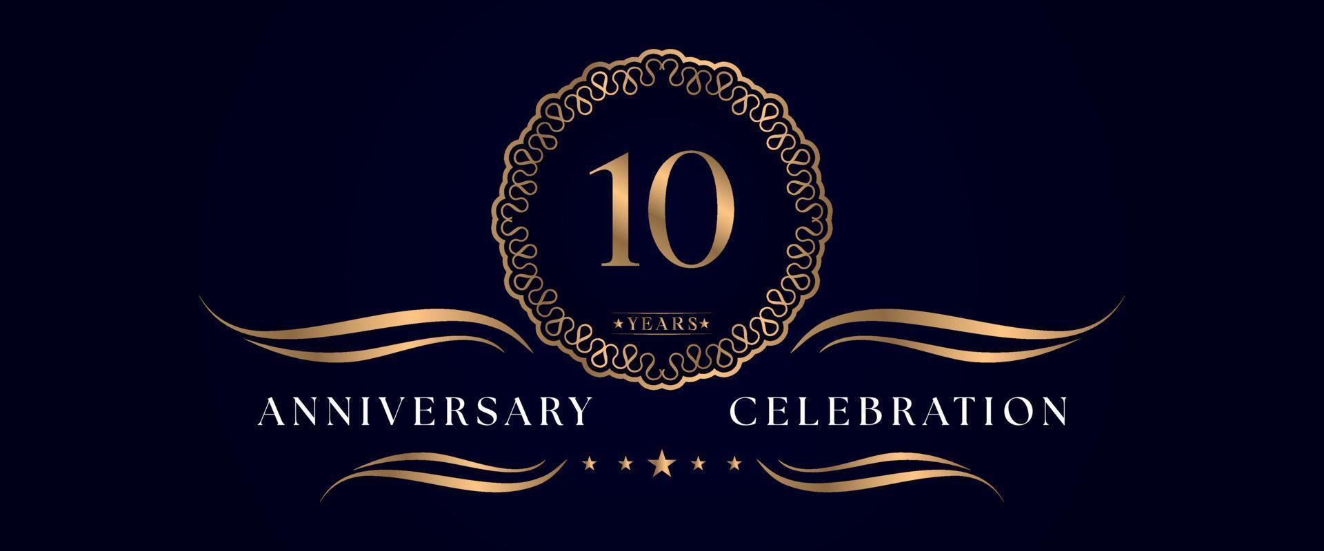 10 years anniversary celebration with elegant circle frame isolated on