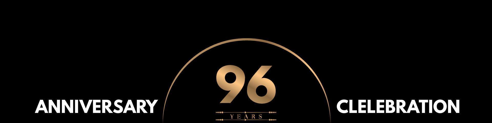 96 years anniversary celebration with elegant number isolated on black background. Vector design for greeting card, birthday party, wedding, event party, ceremony, invitation card.