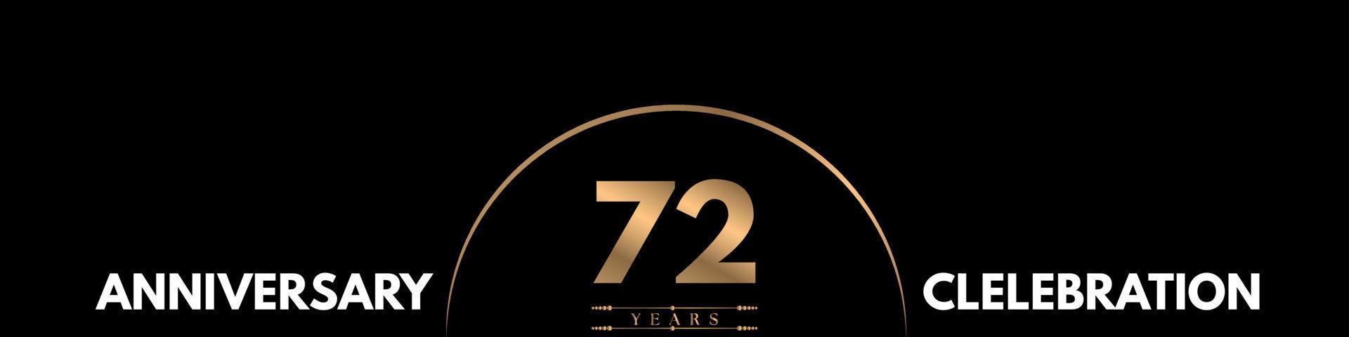 Celebración del aniversario de 72 años con un número elegante aislado en fondo negro. diseño vectorial para tarjeta de felicitación, fiesta de cumpleaños, boda, fiesta, ceremonia, tarjeta de invitación. vector