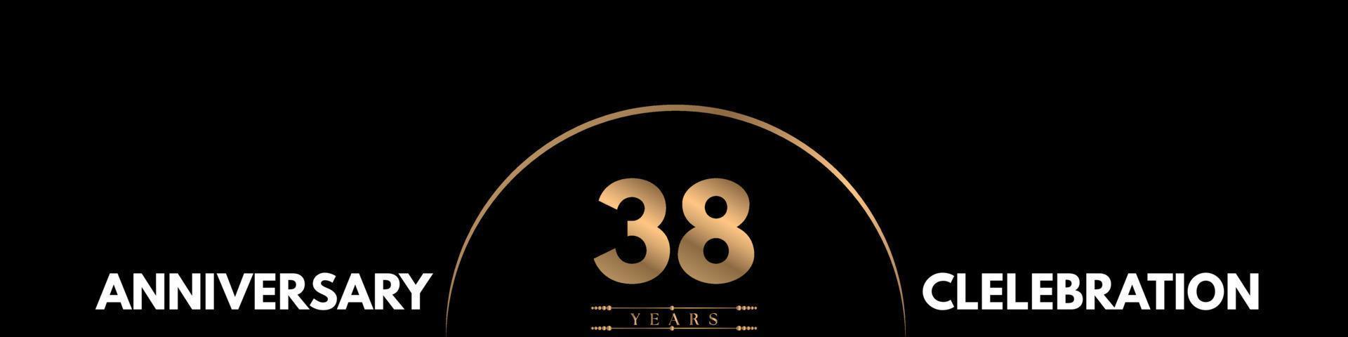38 years anniversary celebration with elegant number isolated on black background. Vector design for greeting card, birthday party, wedding, event party, ceremony, invitation card.