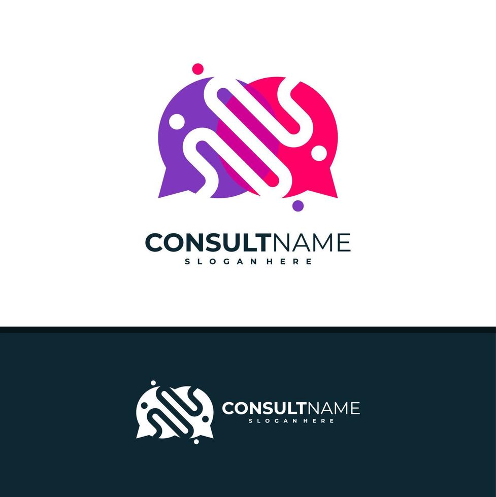 Consult logo design vector, Creative People Chat logo concepts template illustration. vector