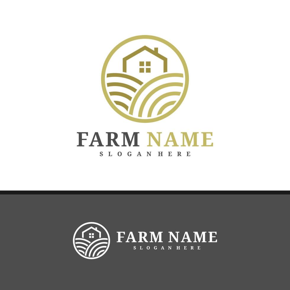 vector de diseño de logotipo de casa de campo, ilustración de plantilla de conceptos de logotipo de granja creativa.