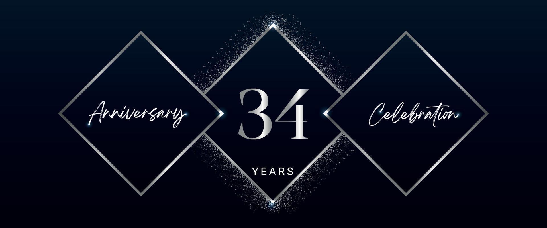 34 years anniversary celebration logotype. Vector design for anniversary celebration events, birthday party, greeting card, wedding, invitation card. 34 Year Anniversary Template Design Vector