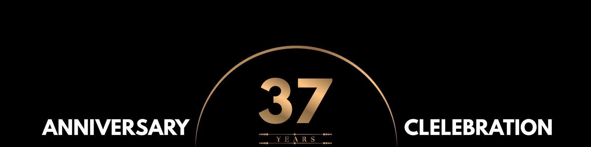 37 years anniversary celebration with elegant number isolated on black background. Vector design for greeting card, birthday party, wedding, event party, ceremony, invitation card.