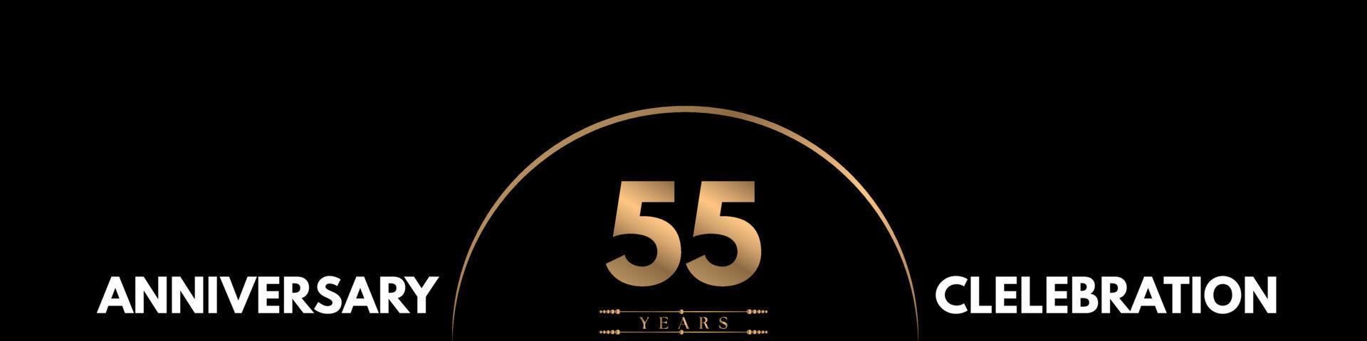 55 years anniversary celebration with elegant number isolated on black background. Vector design for greeting card, birthday party, wedding, event party, ceremony, invitation card.