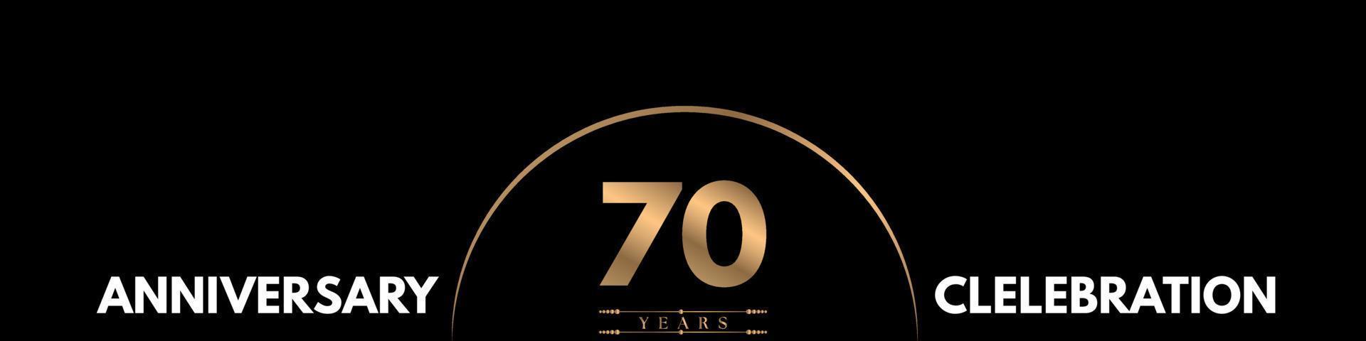 70 years anniversary celebration with elegant number isolated on black background. Vector design for greeting card, birthday party, wedding, event party, ceremony, invitation card.