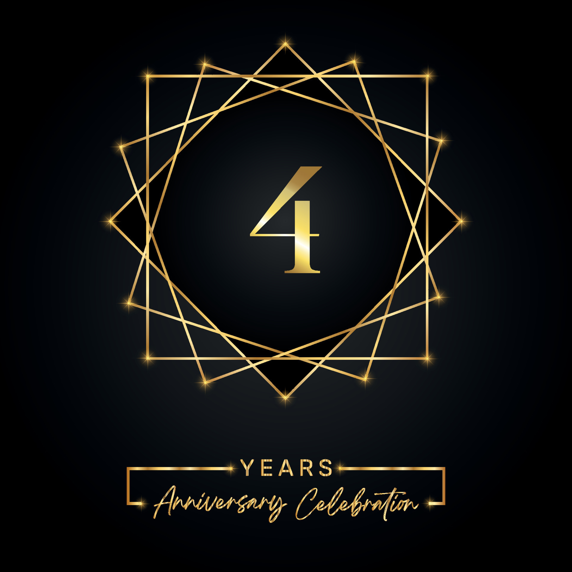 4 years Anniversary Celebration Design. 4 anniversary logo with golden
