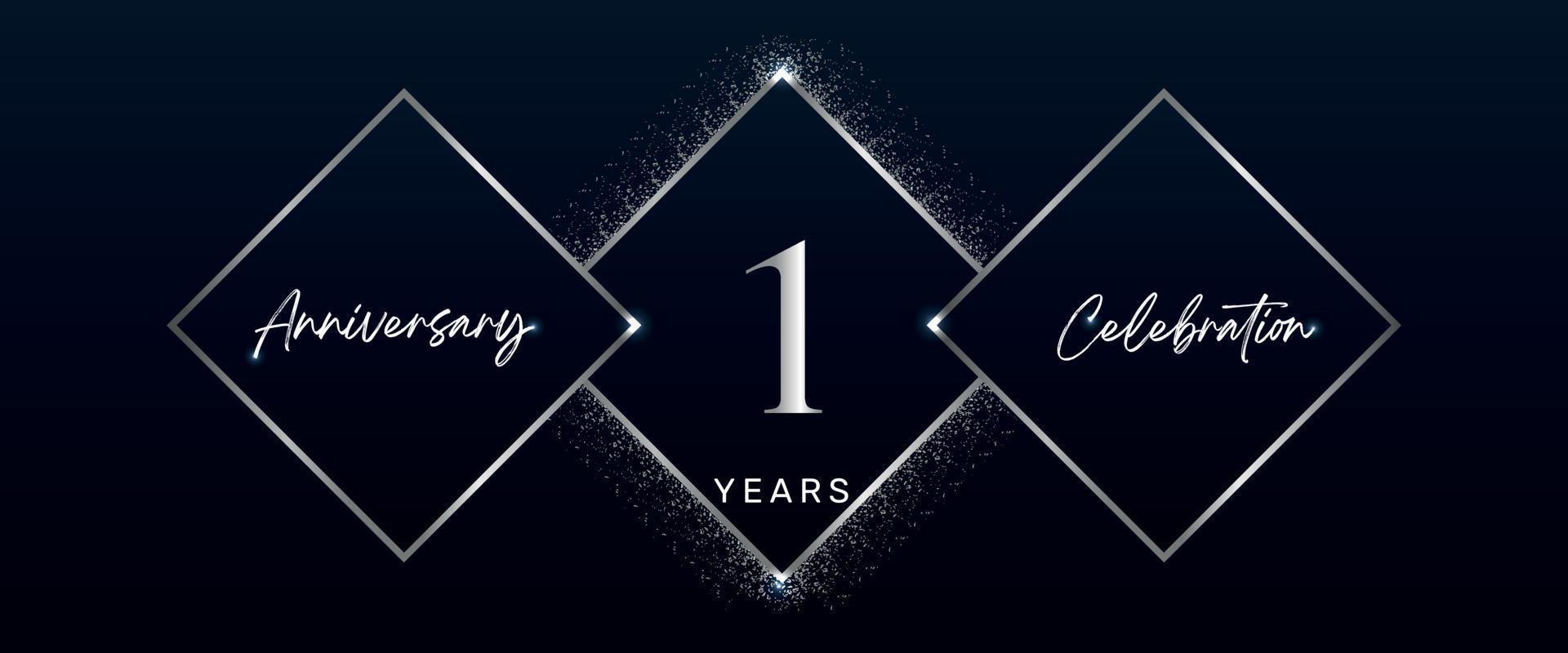 1 years anniversary celebration logotype. Vector design for anniversary celebration events, birthday party, greeting card, wedding, invitation card. 1 Year Anniversary Template Design Vector