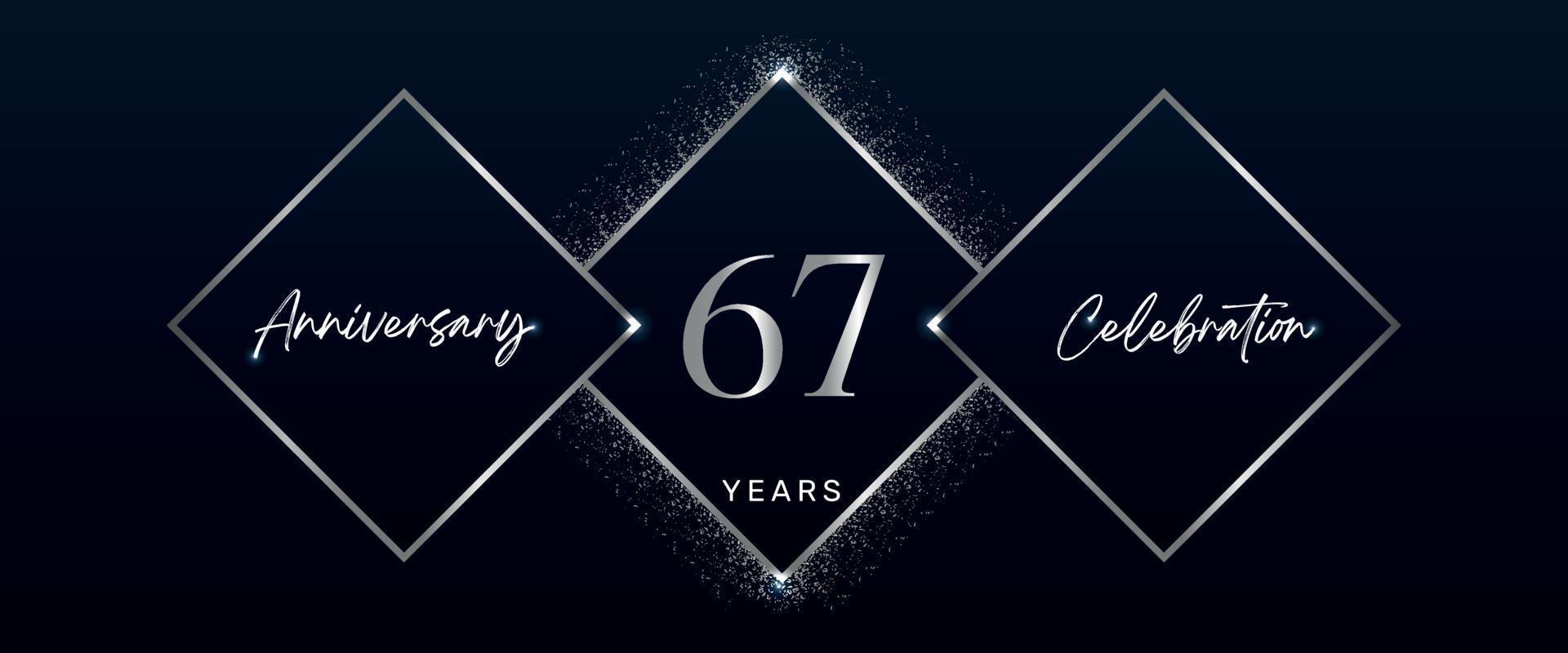 67 years anniversary celebration logotype. Vector design for anniversary celebration events, birthday party, greeting card, wedding, invitation card. 67 Year Anniversary Template Design Vector