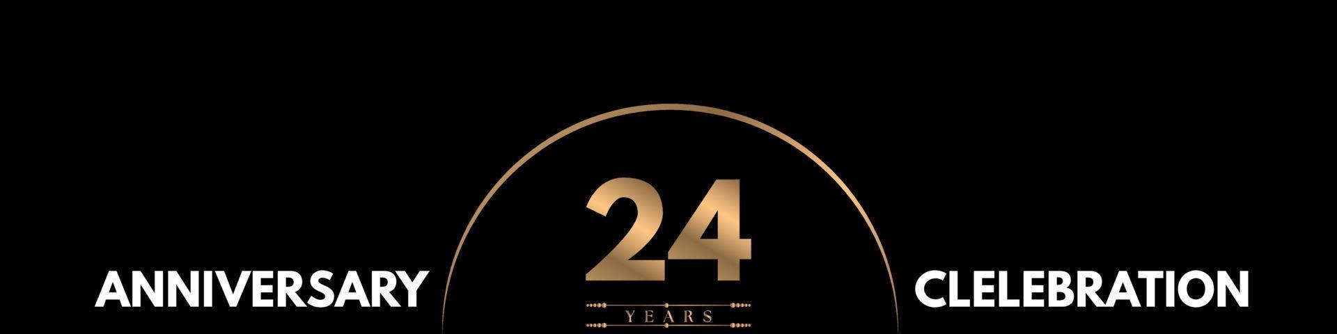 24 years anniversary celebration with elegant number isolated on black background. Vector design for greeting card, birthday party, wedding, event party, ceremony, invitation card.
