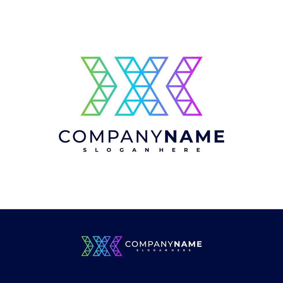 Triangle X logo design vector, Creative X logo concepts template illustration. vector