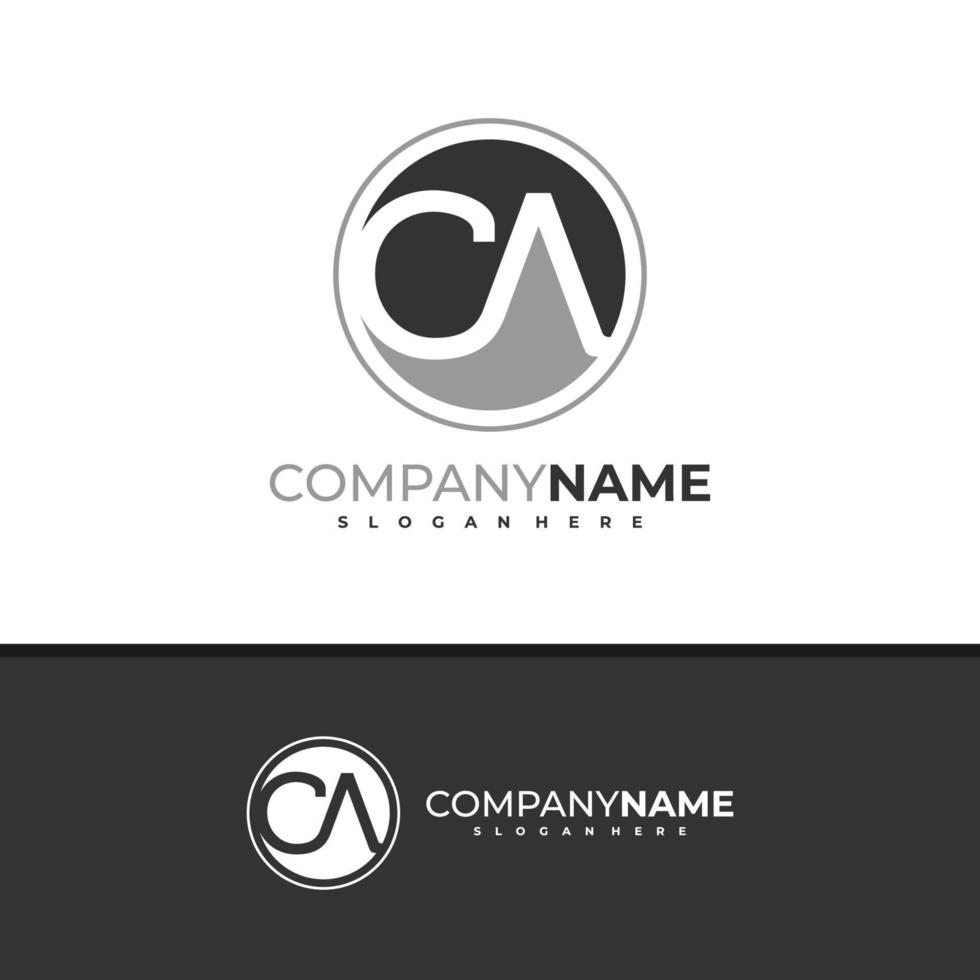 vector de diseño de logotipo de letra ca, ilustración de plantilla de conceptos de logotipo de ca creativo.