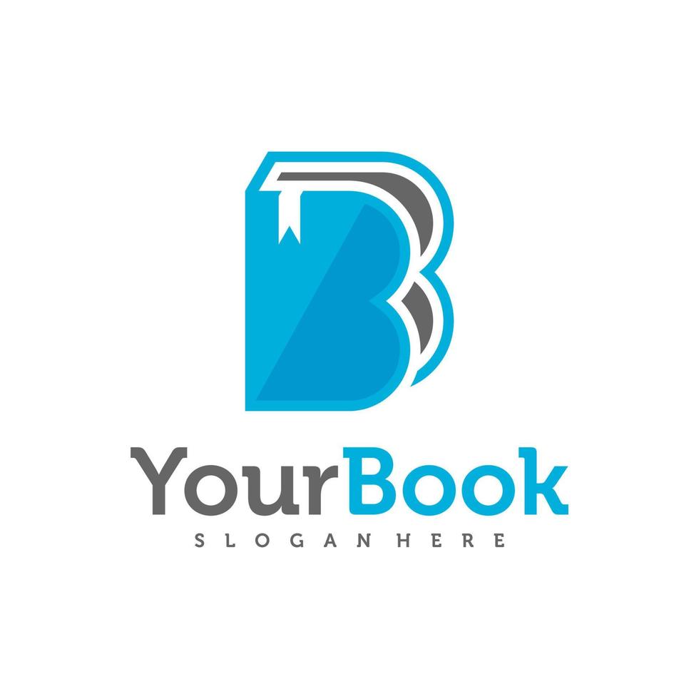 Letter B with Book logo design vector, Creative Book logo concepts template illustration. vector