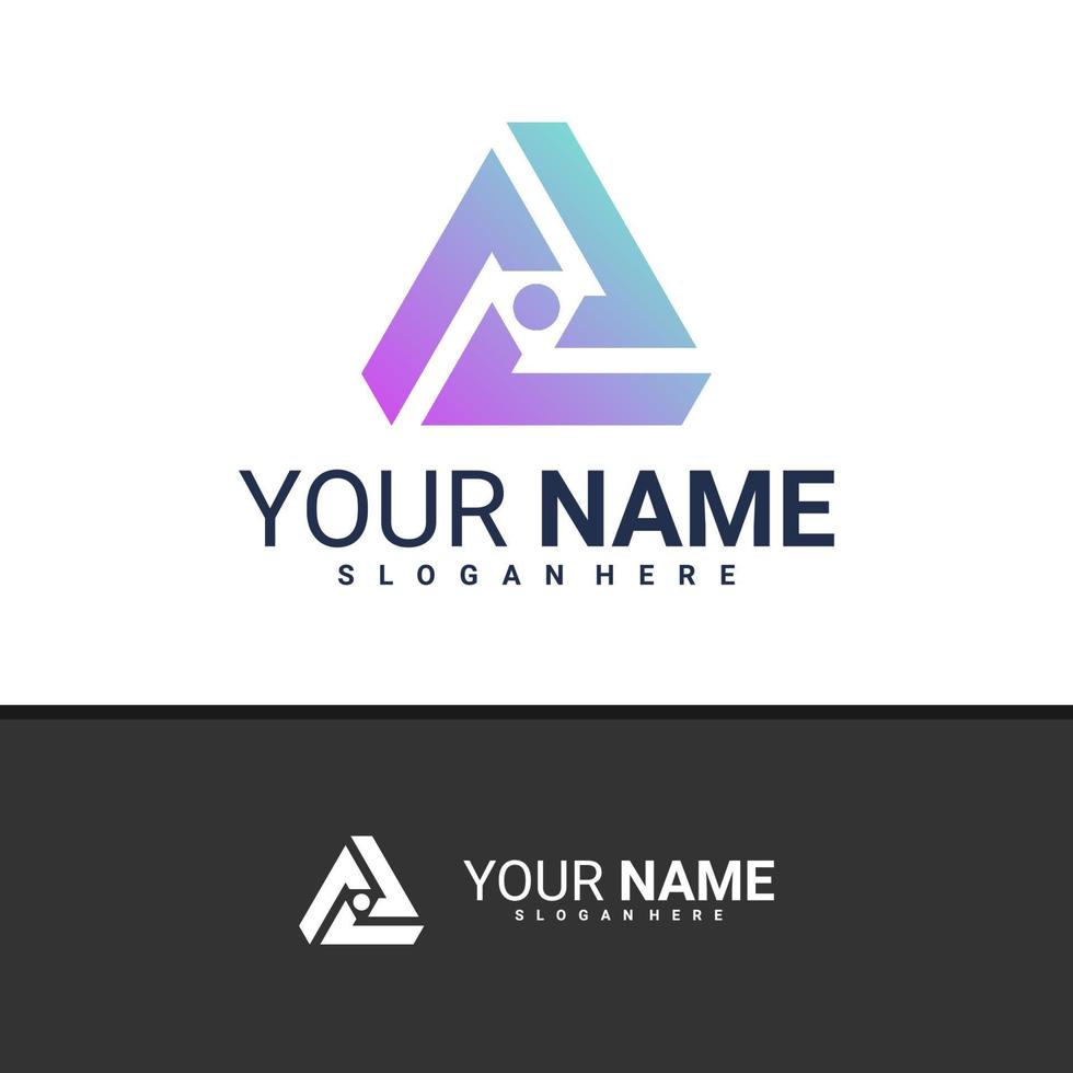 Letter A triangle logo design vector, Creative Triangle logo concepts template illustration. vector