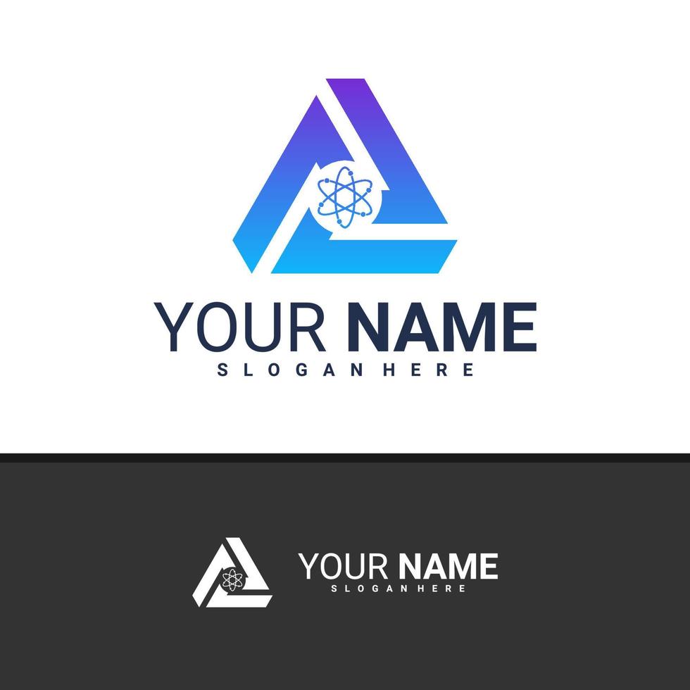 Letter A triangle logo design vector, Creative Triangle logo concepts template illustration. vector