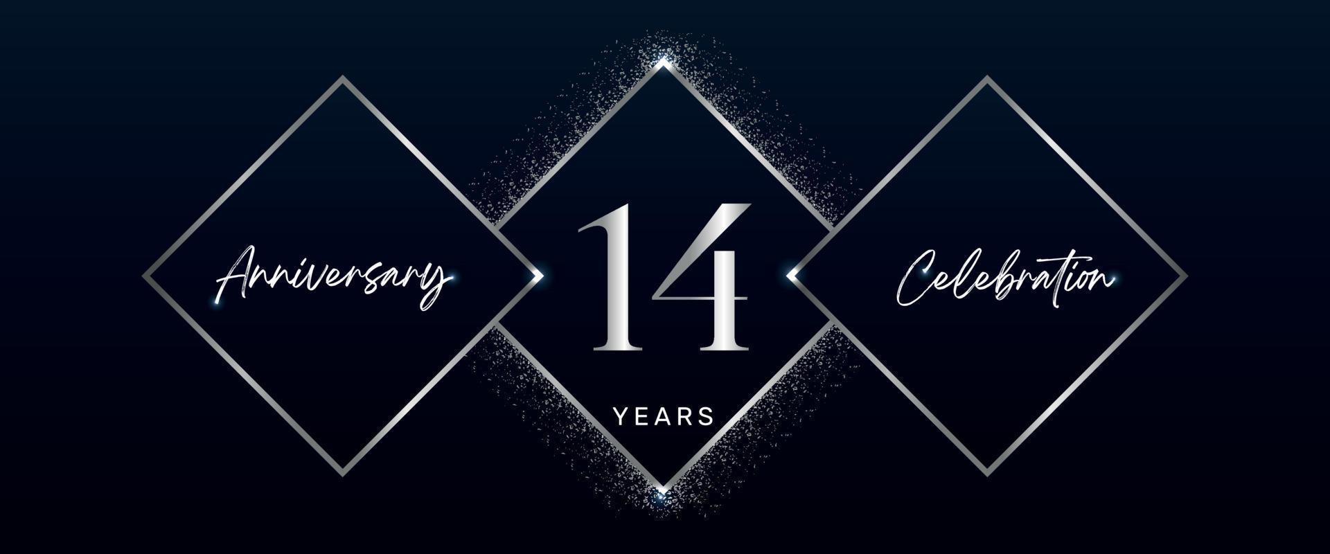 14 years anniversary celebration logotype. Vector design for anniversary celebration events, birthday party, greeting card, wedding, invitation card. 14 Year Anniversary Template Design Vector