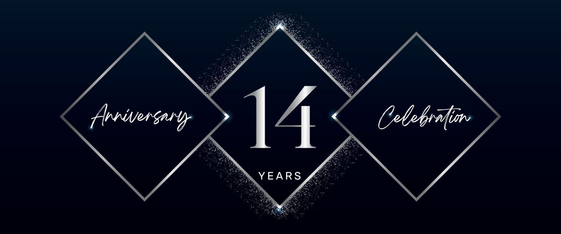 14 years anniversary celebration logotype. Vector design for anniversary celebration events, birthday party, greeting card, wedding, invitation card. 14 Year Anniversary Template Design Vector