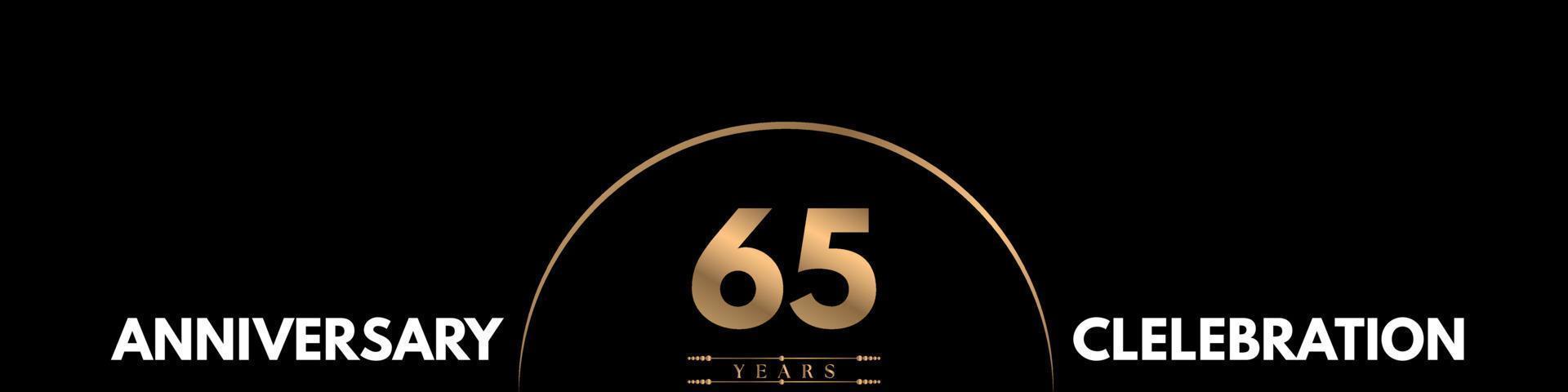 65 years anniversary celebration with elegant number isolated on black background. Vector design for greeting card, birthday party, wedding, event party, ceremony, invitation card.