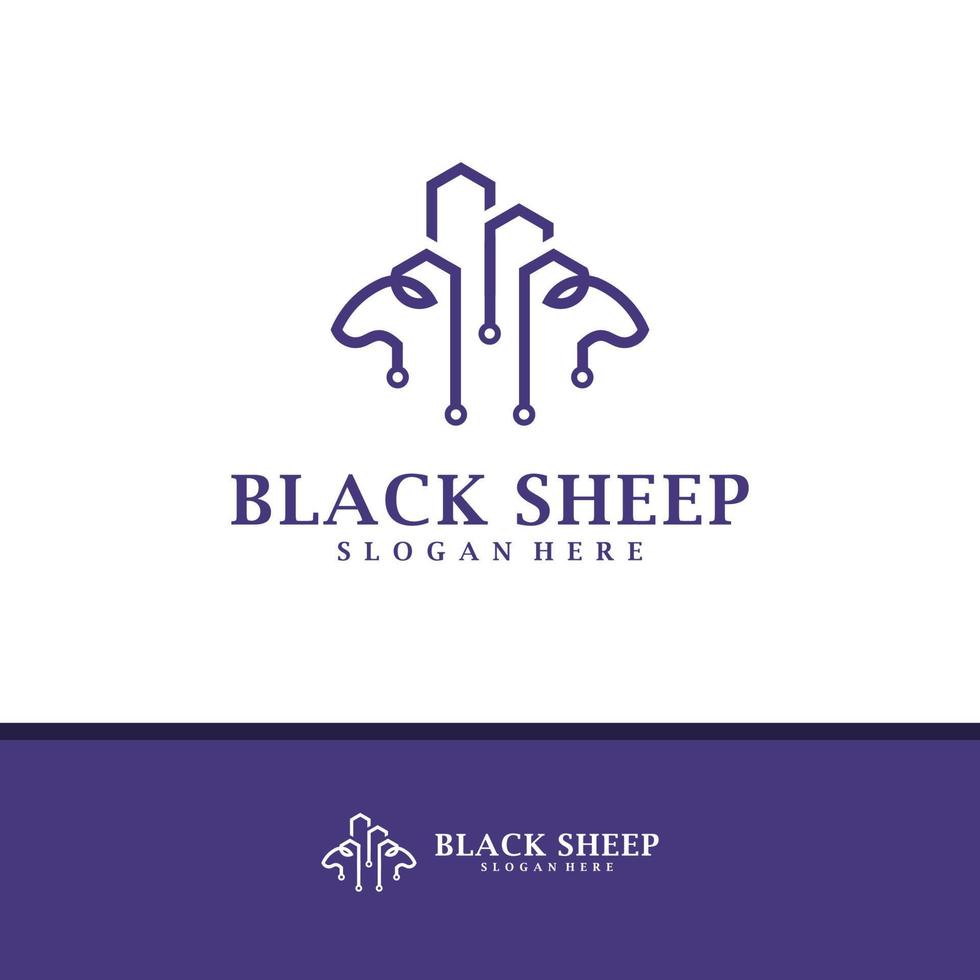 ciudad con vector de diseño de logotipo de oveja cabeza, ilustración de plantilla de conceptos de logotipo de oveja creativa.