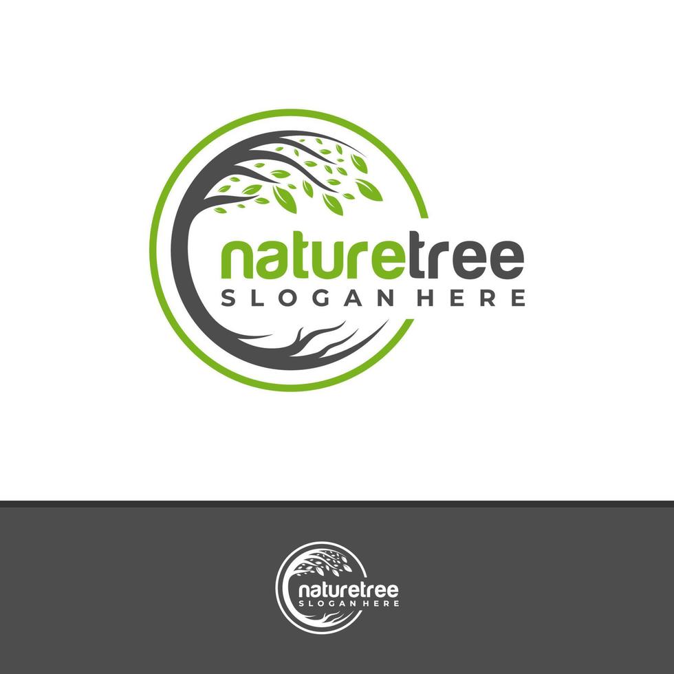 vector de diseño de logotipo de árbol natural, ilustración de plantilla de conceptos de logotipo de árbol creativo.