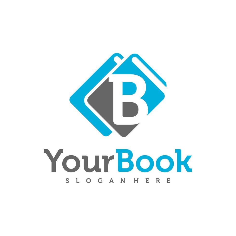 Letter B with Book logo design vector, Creative Book logo concepts template illustration. vector