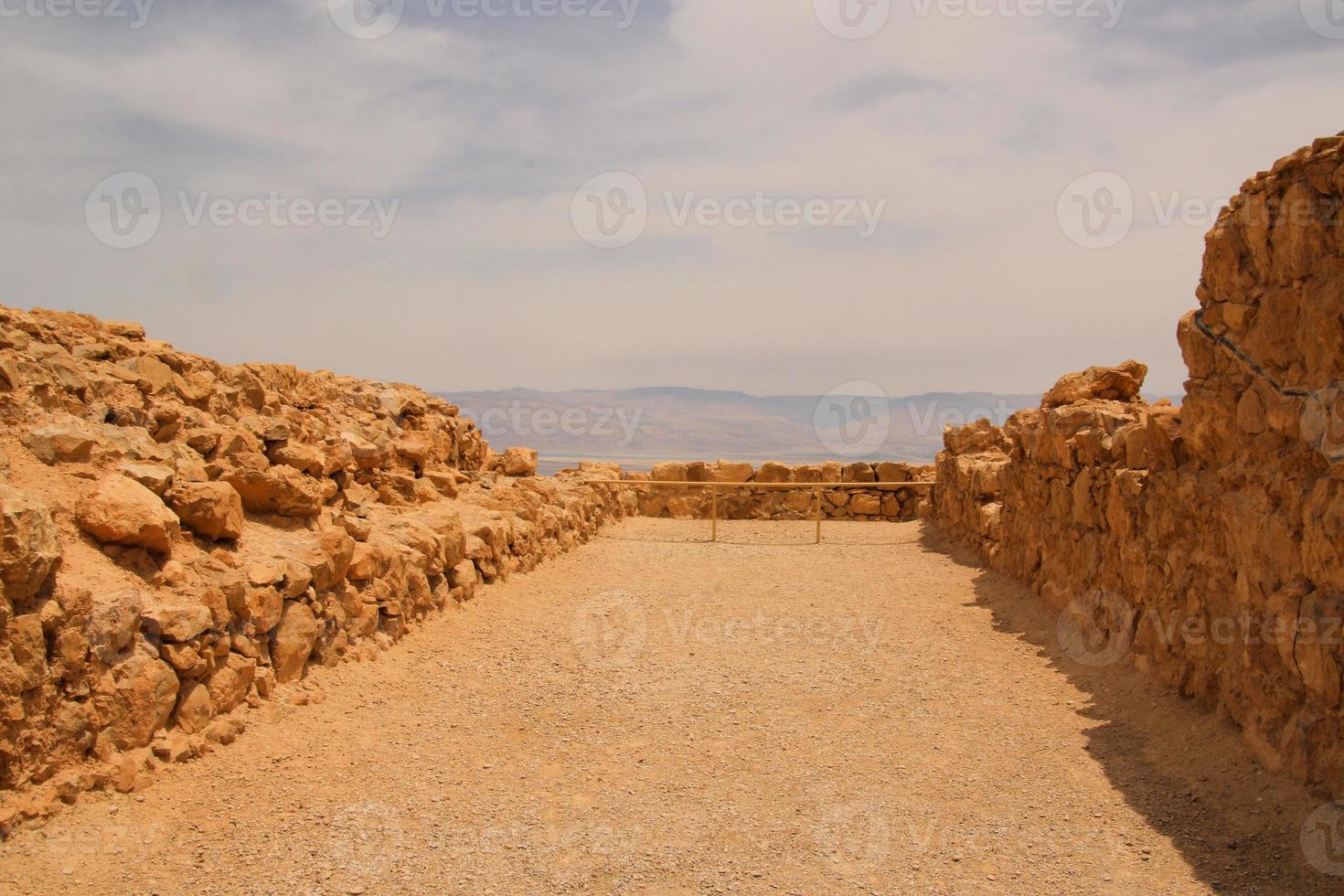 A view of the old Jewish Fortress of Masada in Israel photo