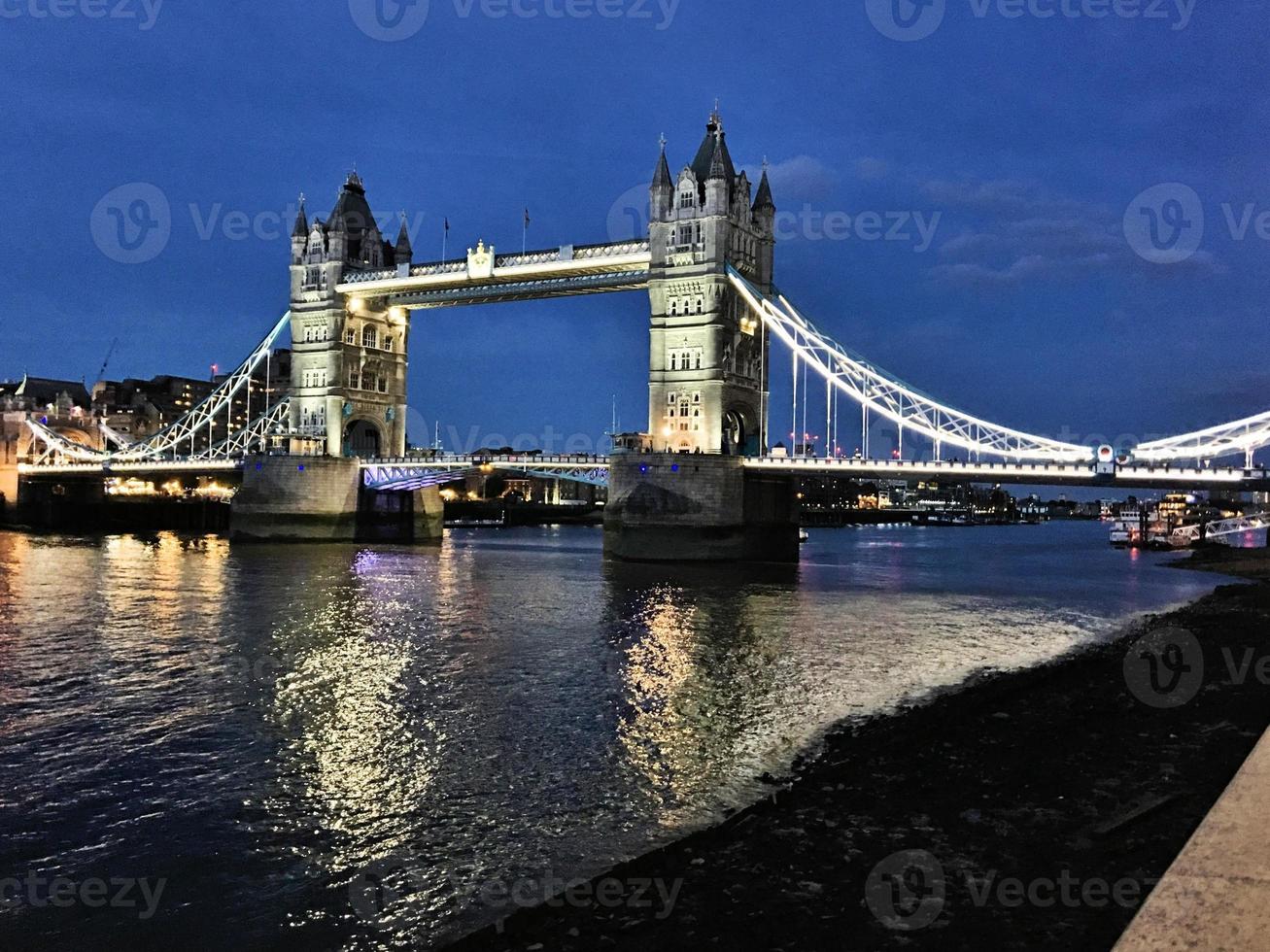 A view of Tower Bridge at night photo
