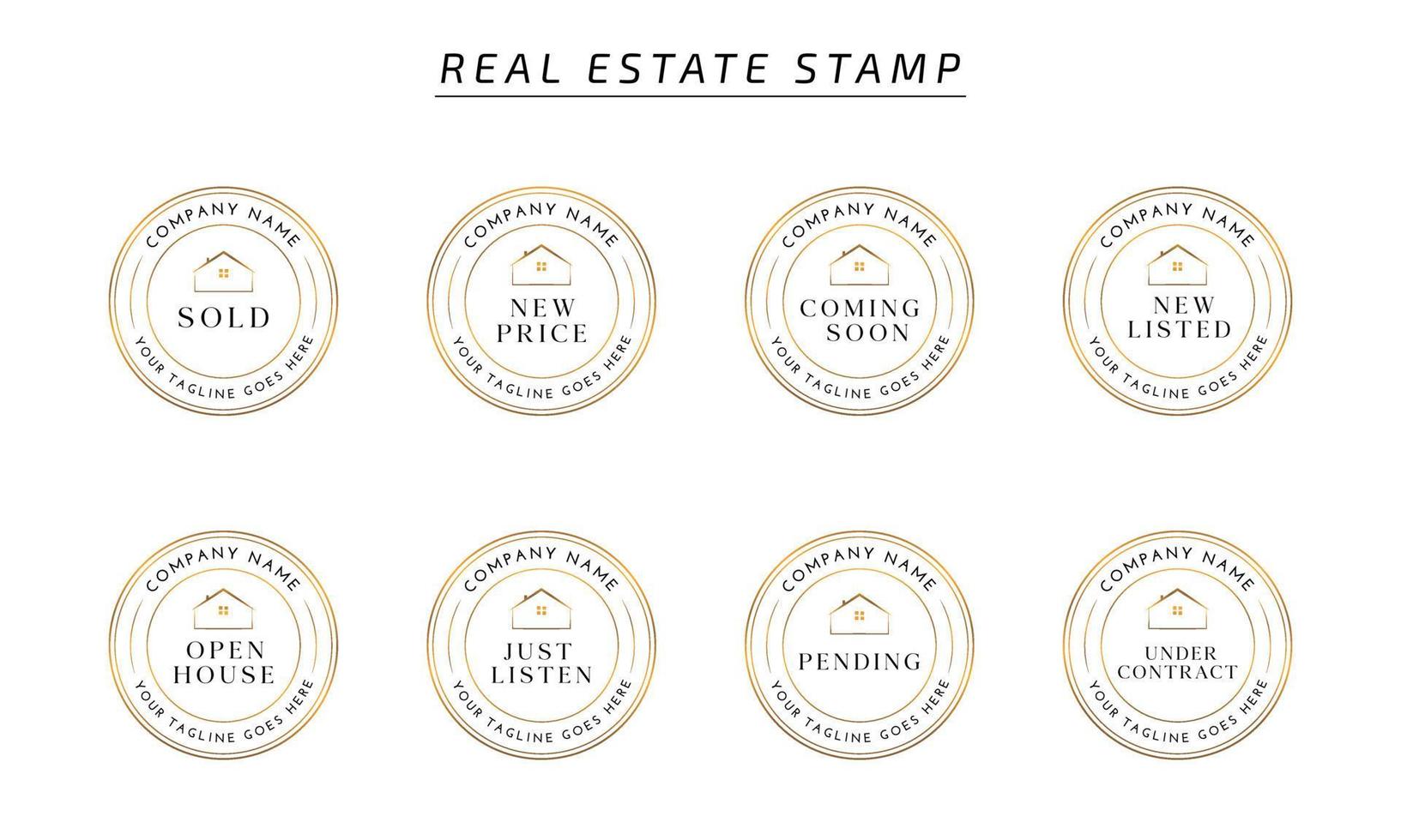 Real estate logo template with golden creative style premium Badges for Realtor Logo Sold Vector