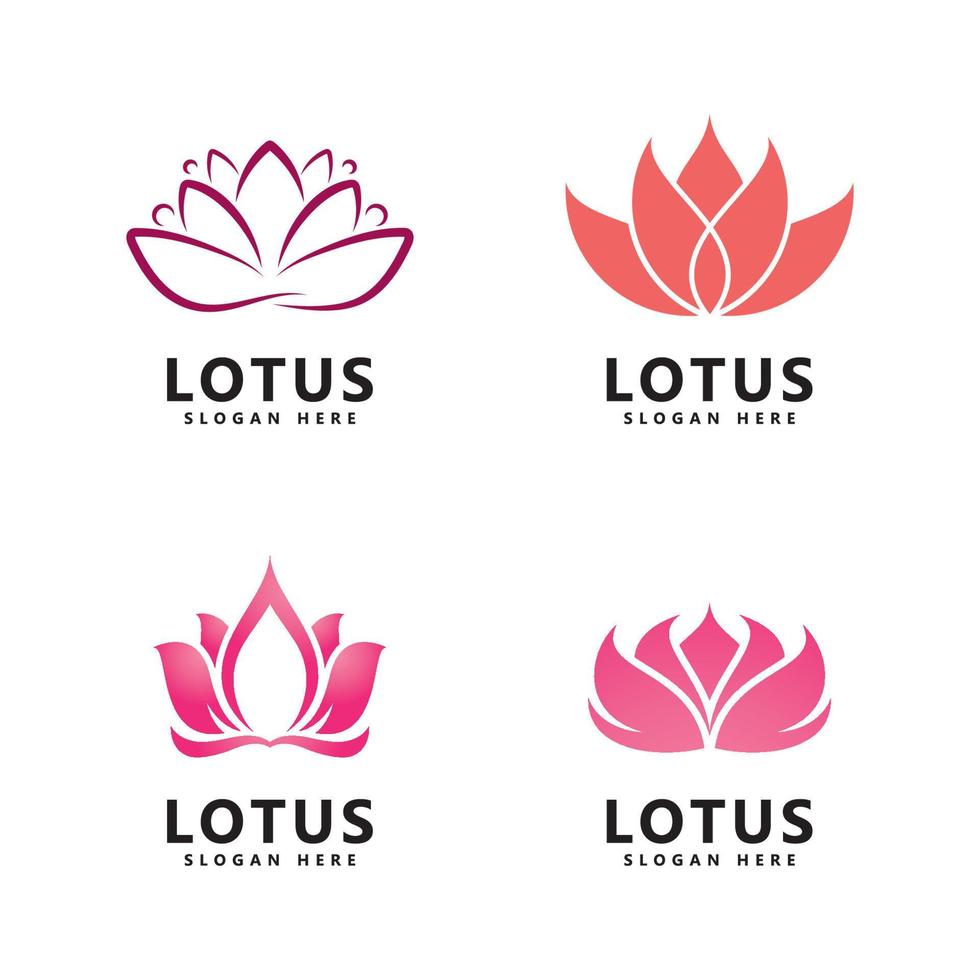 logotipo de flor de loto de belleza logotipo de spa vector símbolo de yoga y terapia