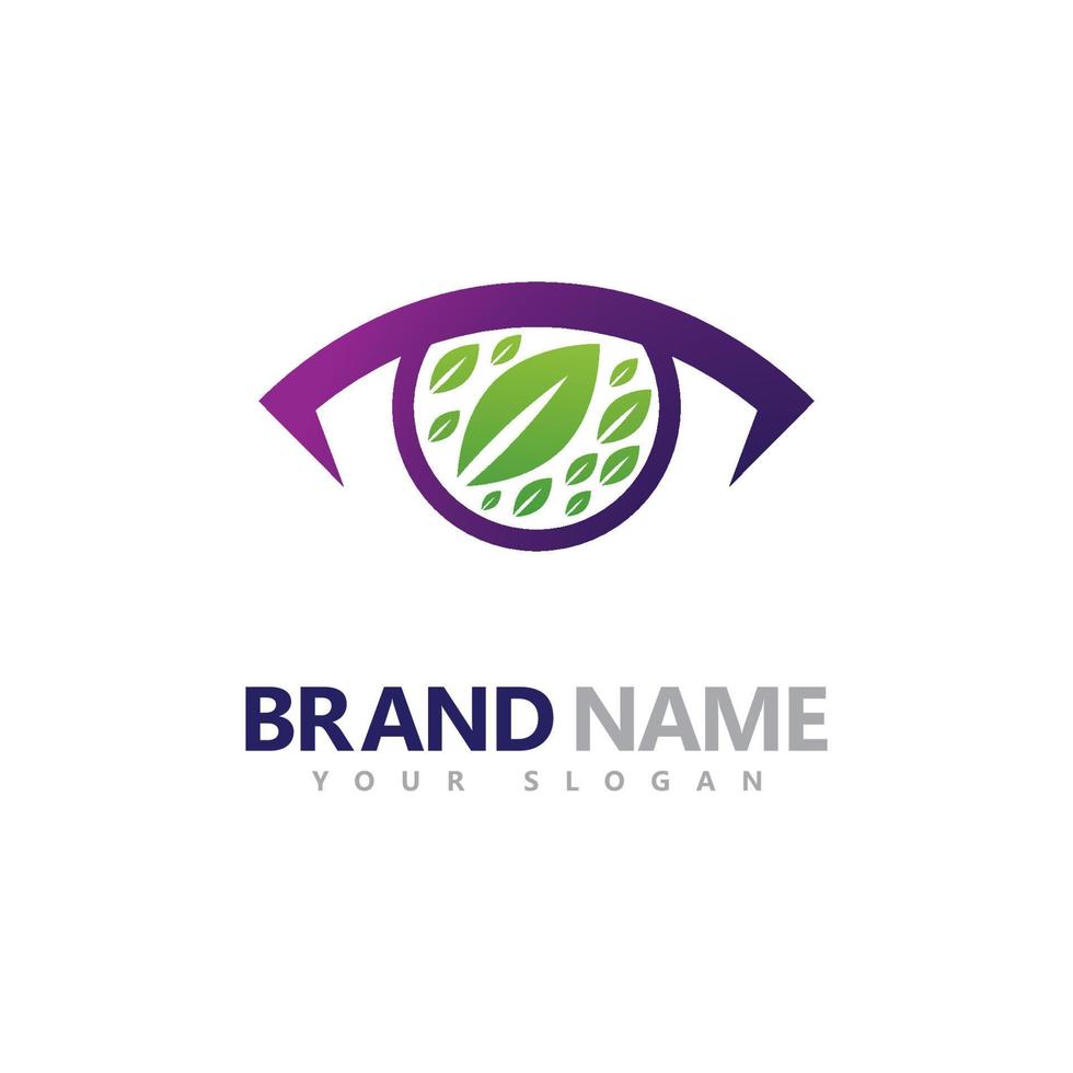 Eyes with Leaf logo Vector Design Template