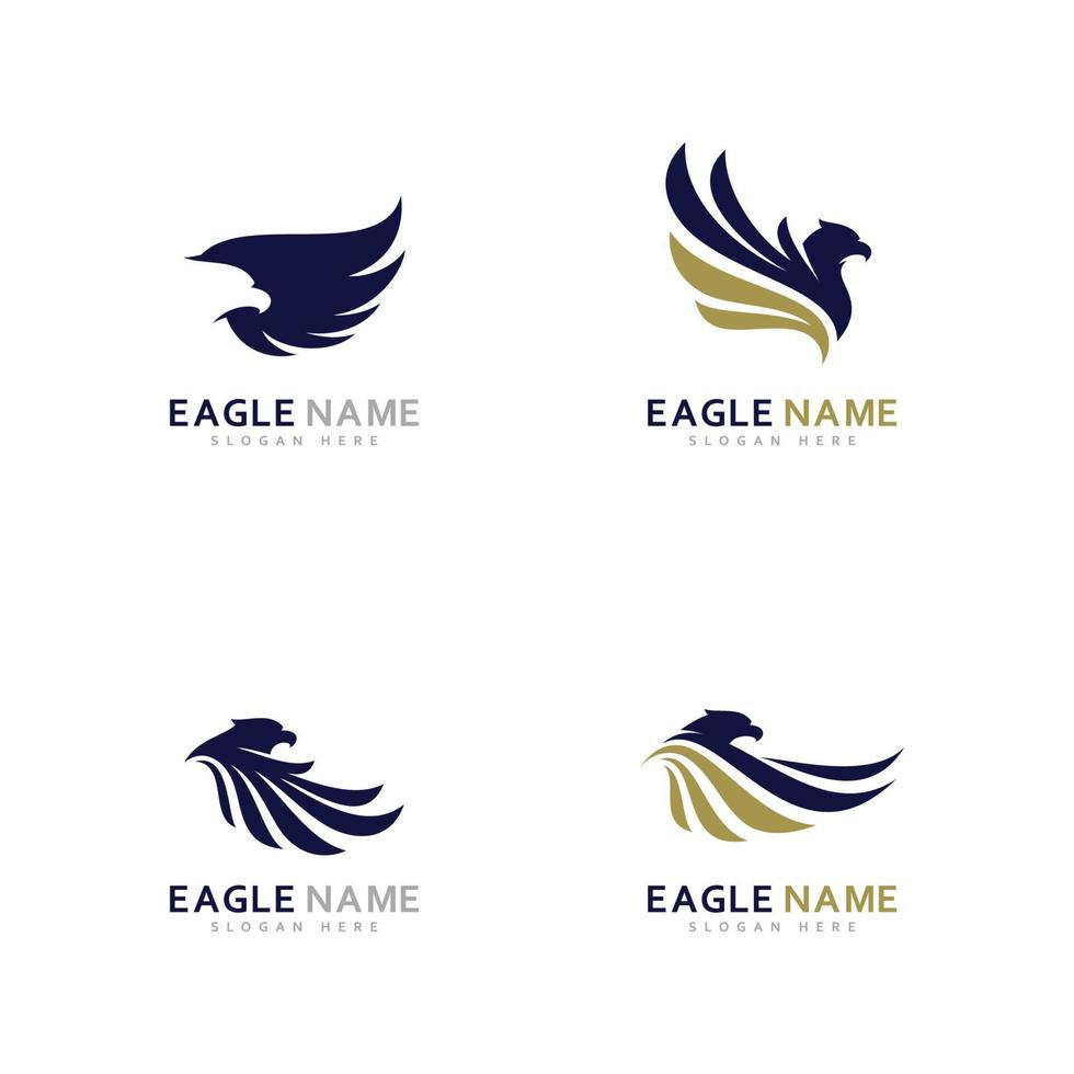 conjunto de ilustración de vector de diseño de logotipo de águila creativa