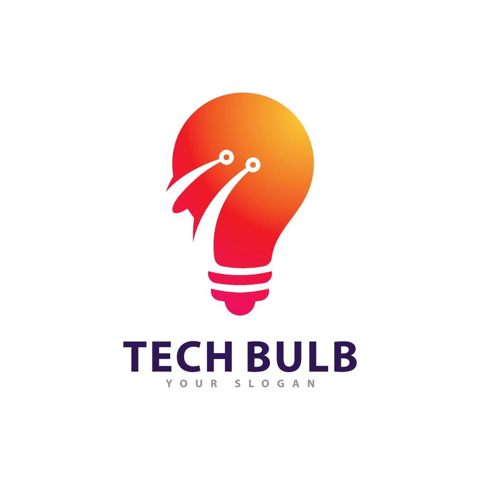 vector de logotipo de bombilla de tecnología. concepto de diseño de logotipo de tecnología creativa